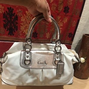 Coach Bags |Ashley Cross Body White&Silver Satchel
